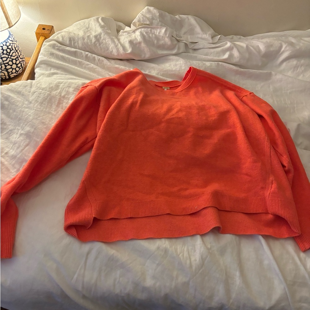 Free People cherry red cashmere Crew Neck Sweater